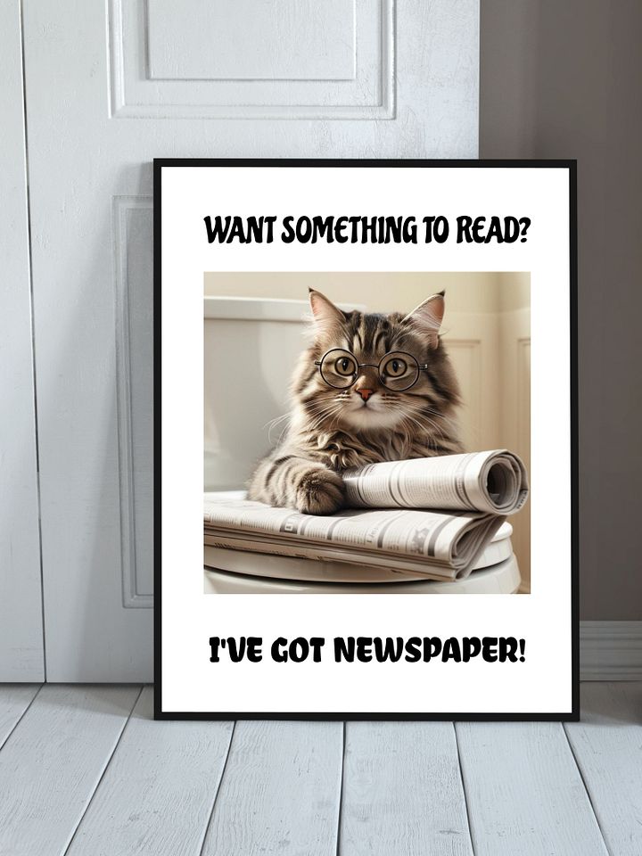 Cat With Newspapers Bathroom Downloadable Wall Art product image (2)