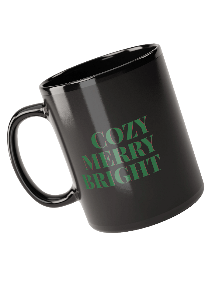 Cozy Merry Bright Christmas Typography Black Mug product image (2)