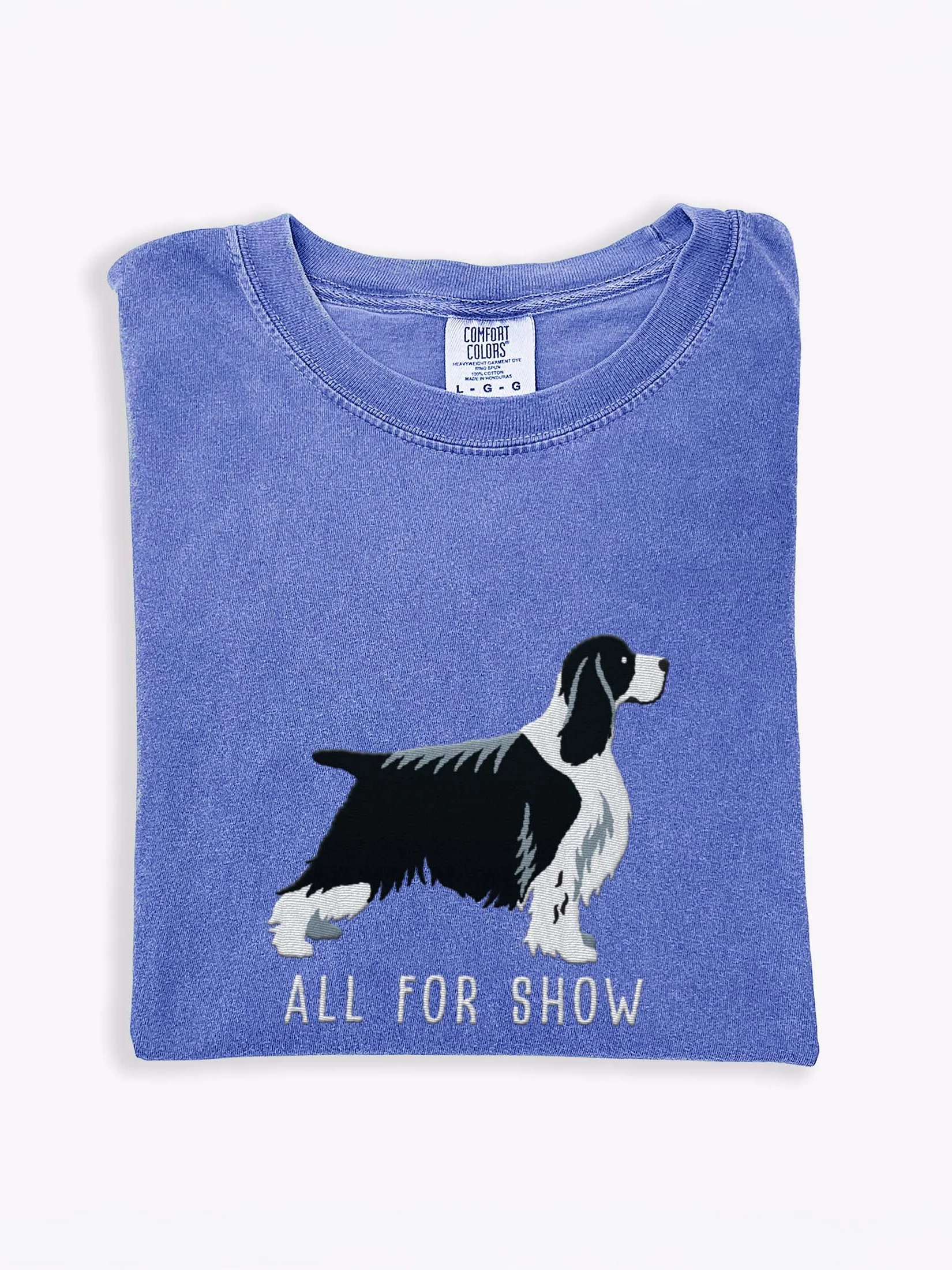 All For Show T-Shirt(Embroidered) of a Springer Spaniel(Black & White, Show Type) product image (1)