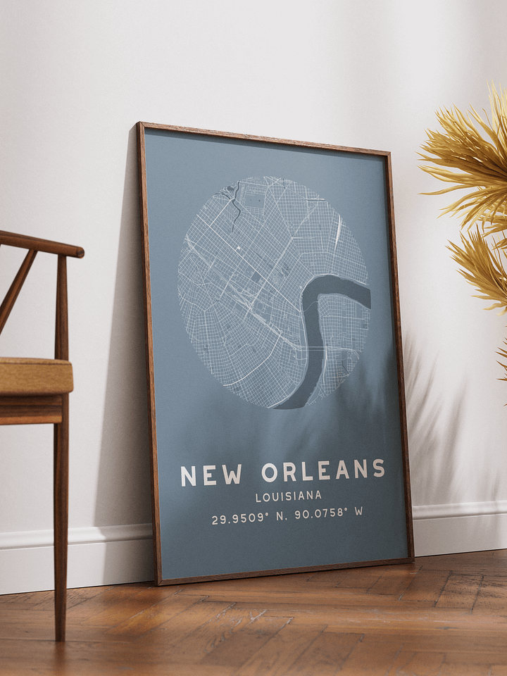 New Orleans Street Map Poster – Blue Minimalist Circular City Art product image (2)