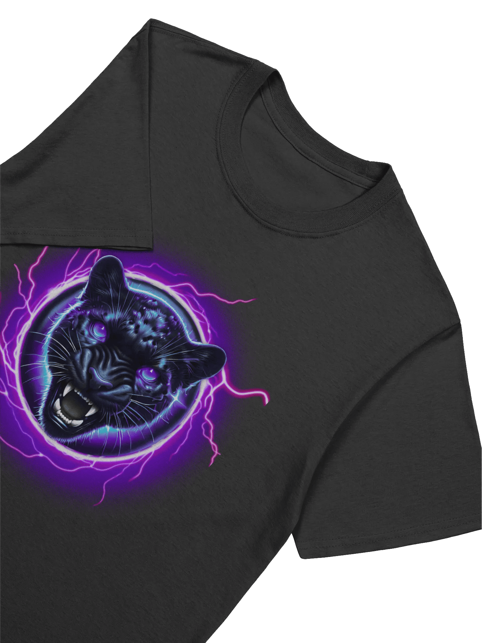 Electronic Neon purple Black jaguar Badge (Unisex Black T-Shirt) product image (3)