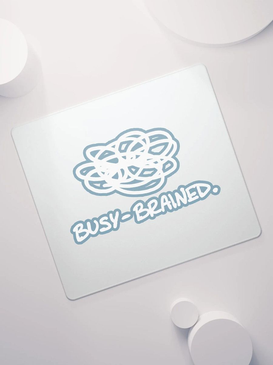 BUSY-BRAINED (lined design, #709AAF) mouse pad product image (7)