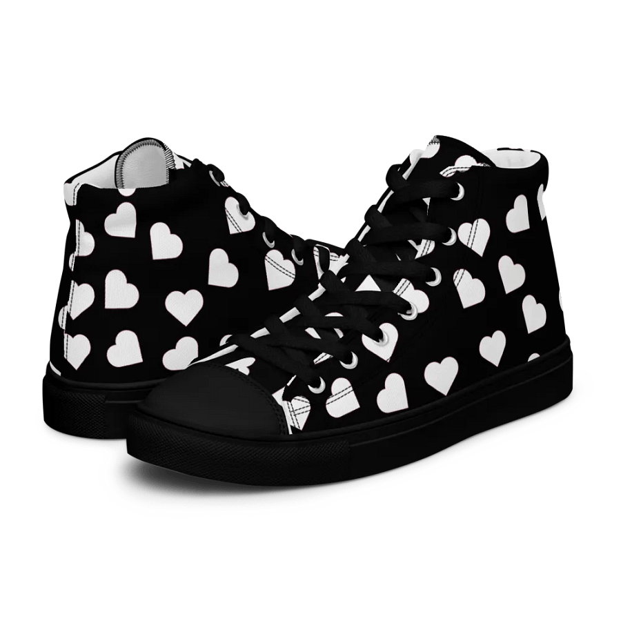 Love Pattern5 Black and White Mens Canvas High Top Shoes product image (10)