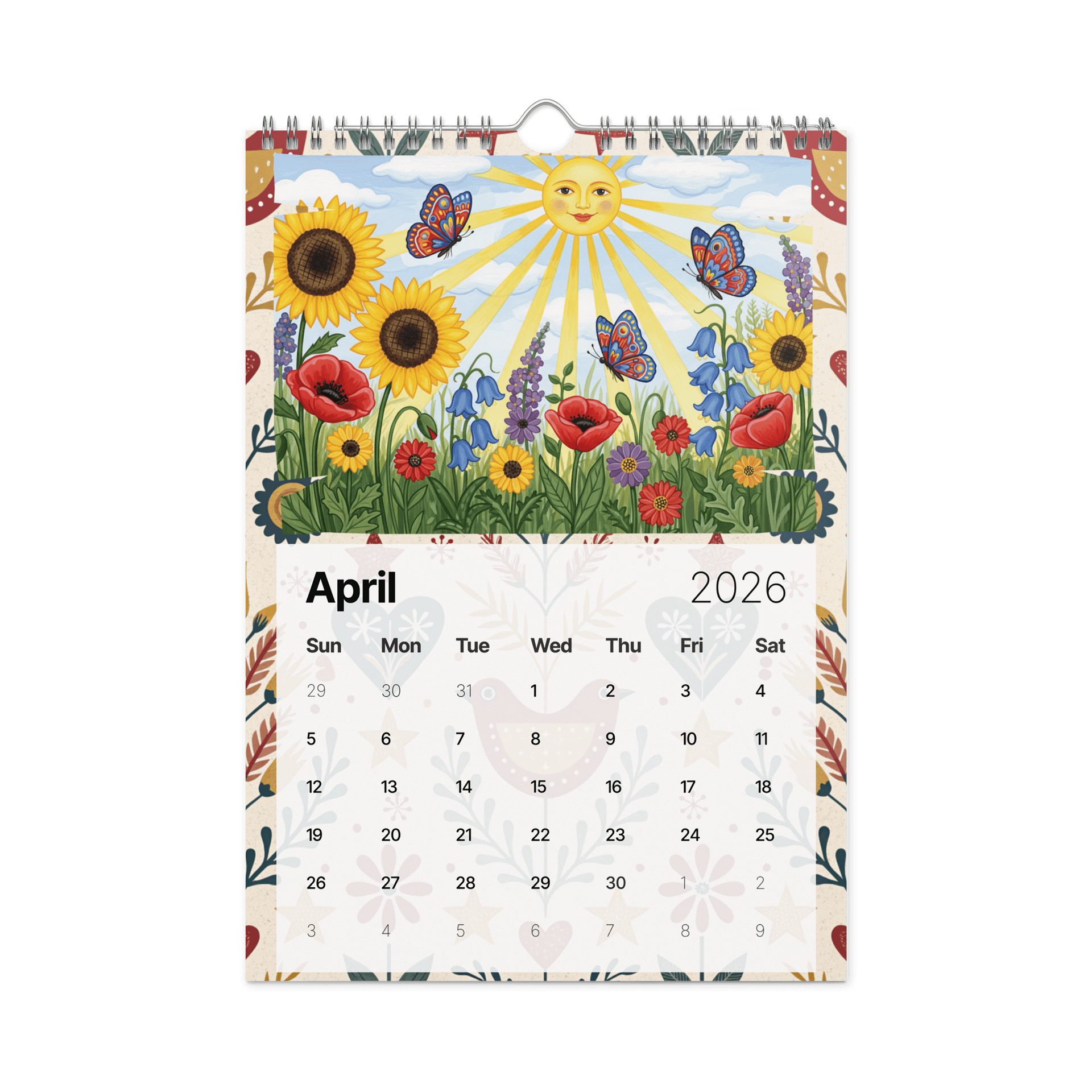 Folk Art Wall Calendar 2026 – A Year of Whimsical Traditions and Timeless Beauty product image (1)