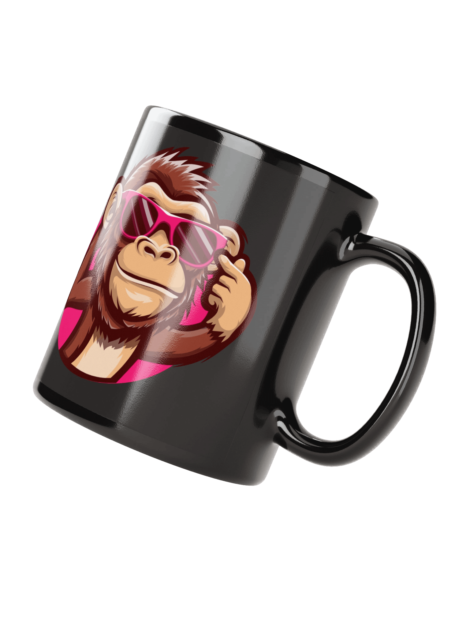 Playful Monkey Pink Sunglasses Black Coffee Mug product image (3)