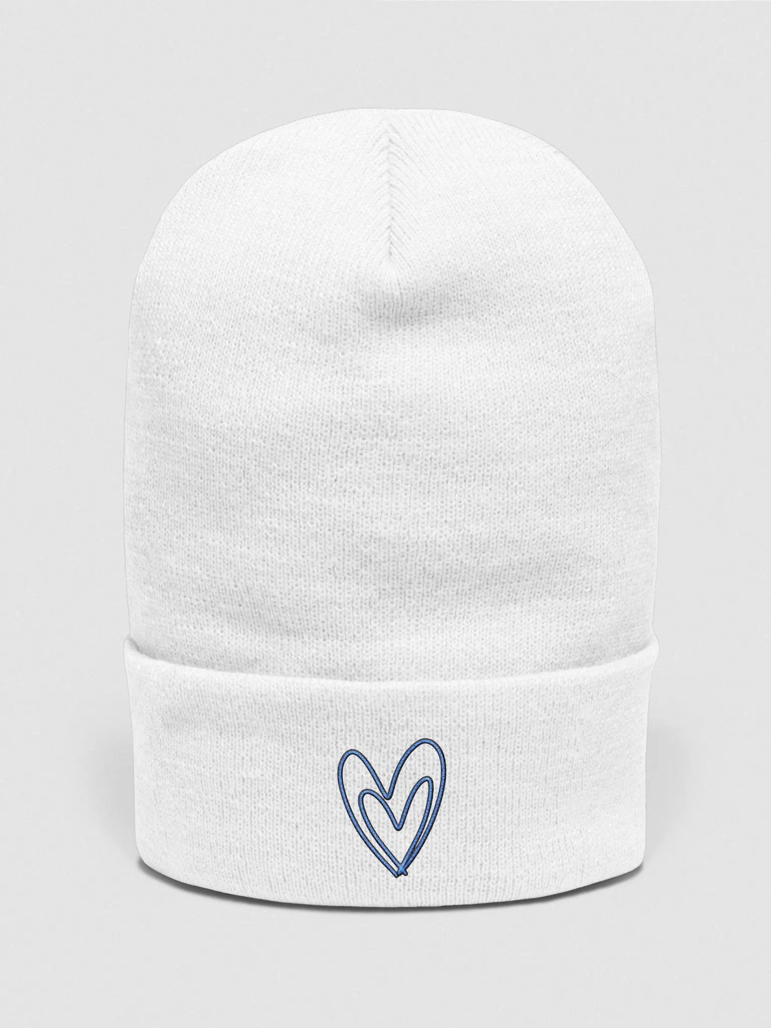 blue double heart beanie [white] product image (1)