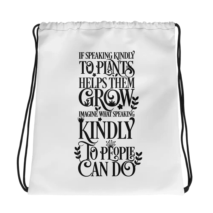 Kindness Blooms White Drawstring Bag product image (1)