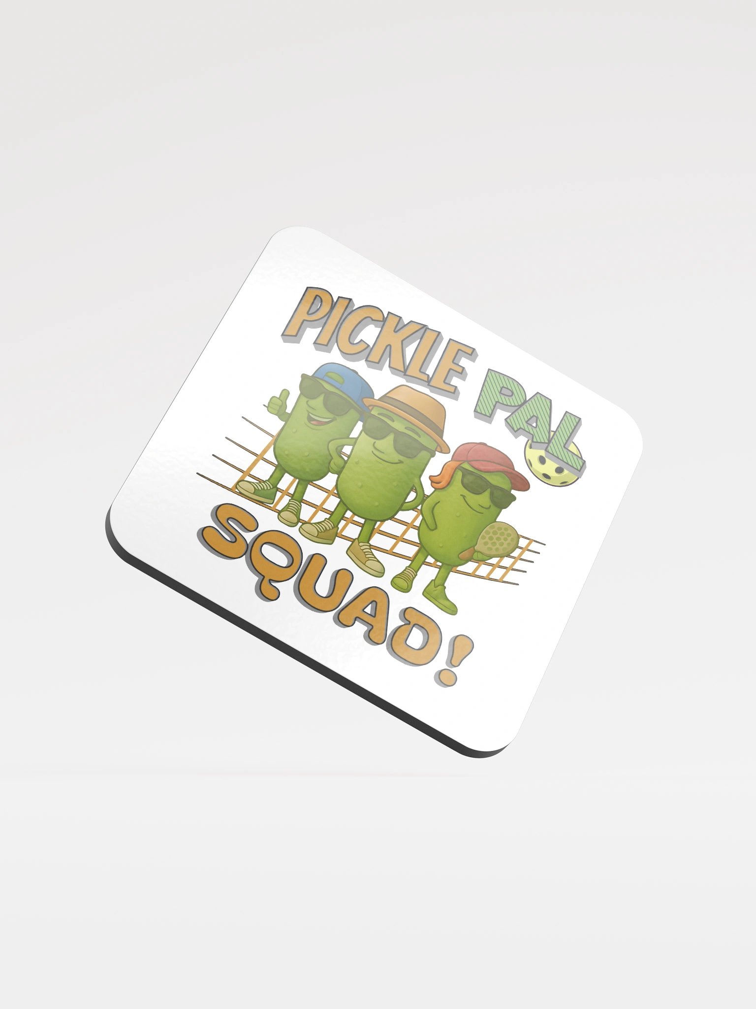 Pickle Pal Squad Pickleball Glossed Cork Coaster product image (2)