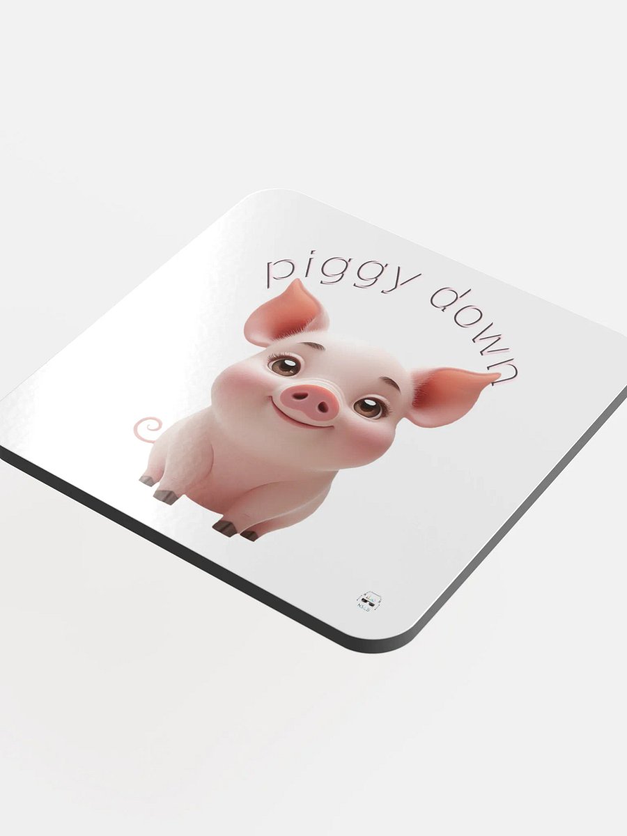 Piggy Down Glossed Cork Coaster product image (4)