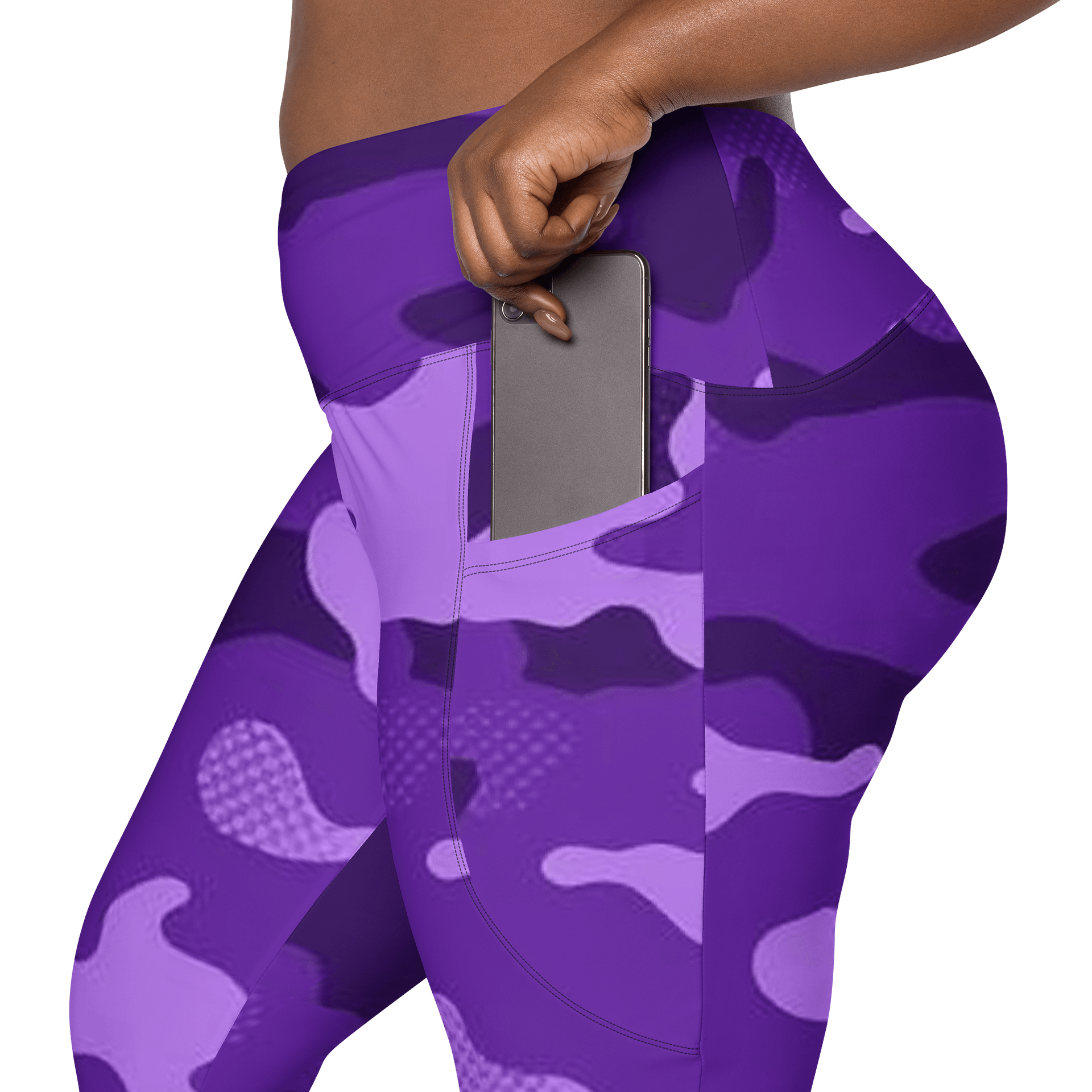 Purple Camo Crossover Leggings with Pockets product image (8)