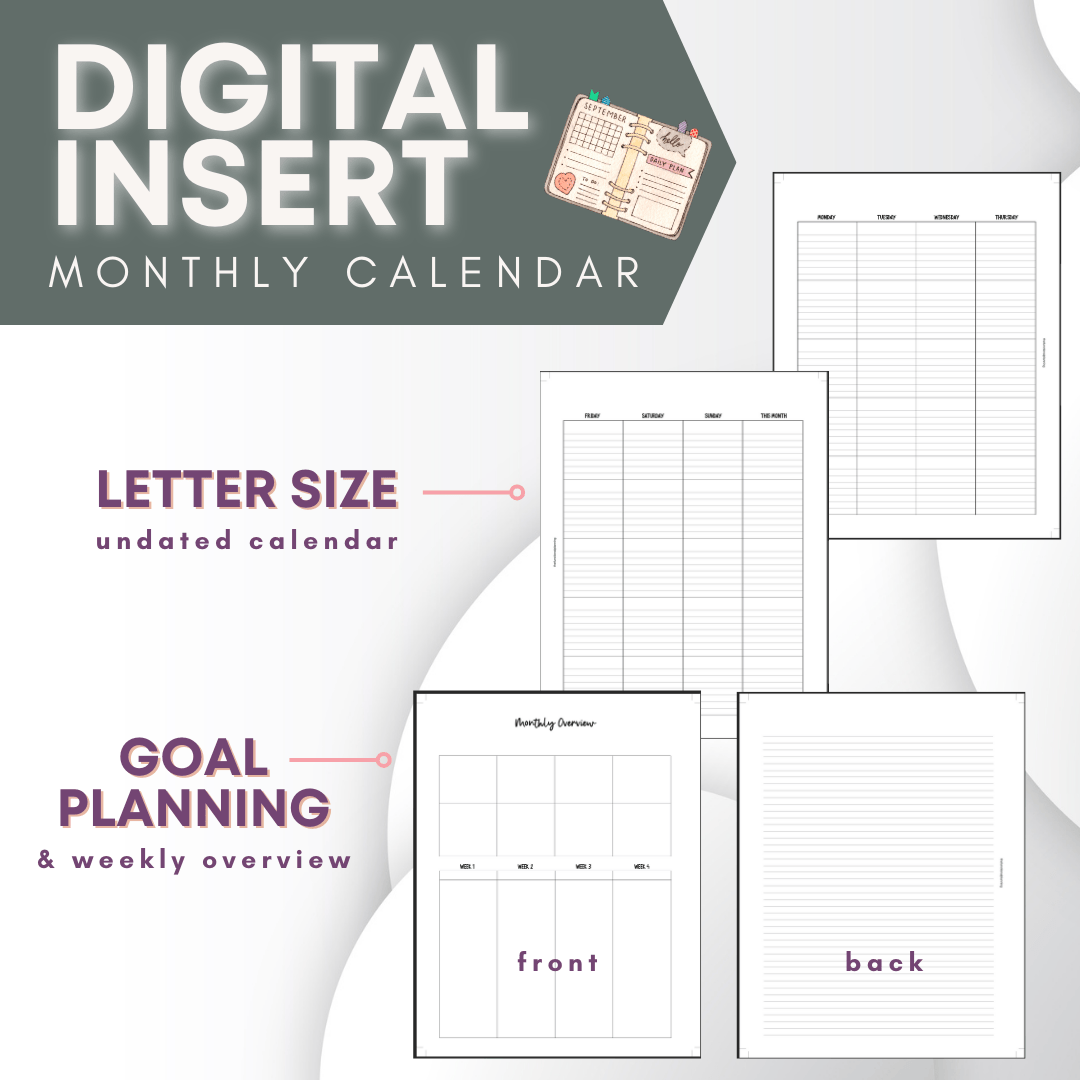Undated Monthly Calendar - Letter size product image (4)