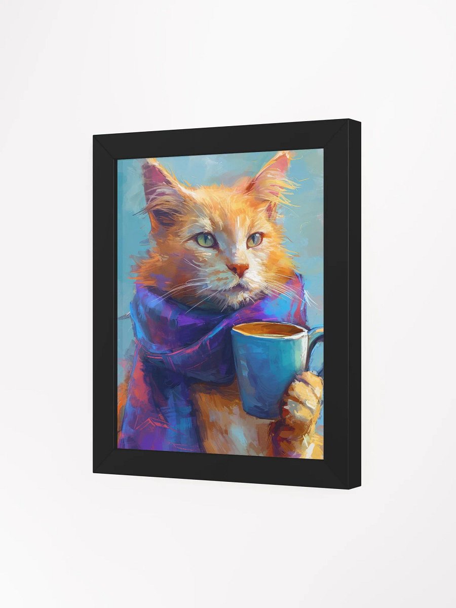 Whimsical Cat with Blue Scarf Framed Poster product image (15)