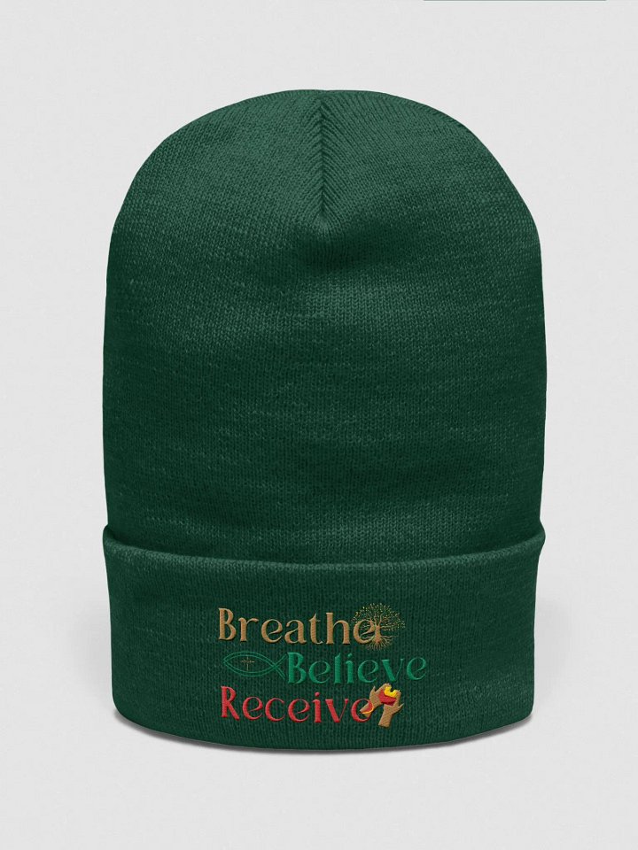 Breathe Believe Receive Yupoong Cuffed Beanie, Inspirational Motivational, Self-Affirmation, Positive Vibes, Gift Idea product image (36)