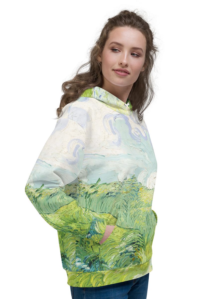 Green Wheat Fields All-Over Print Recycled Unisex Hoodie product image (9)