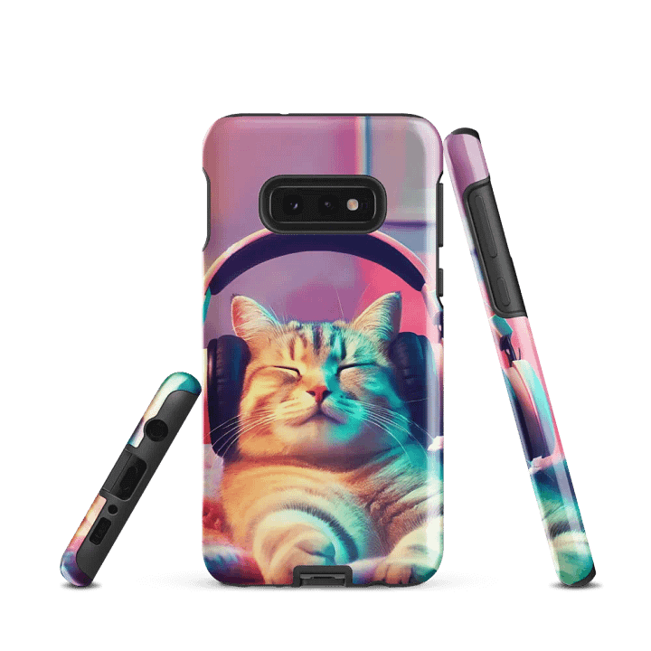 Chill Cat Vibes Samsung Tough Case - Headphone-Wearing Cat Design product image (2)