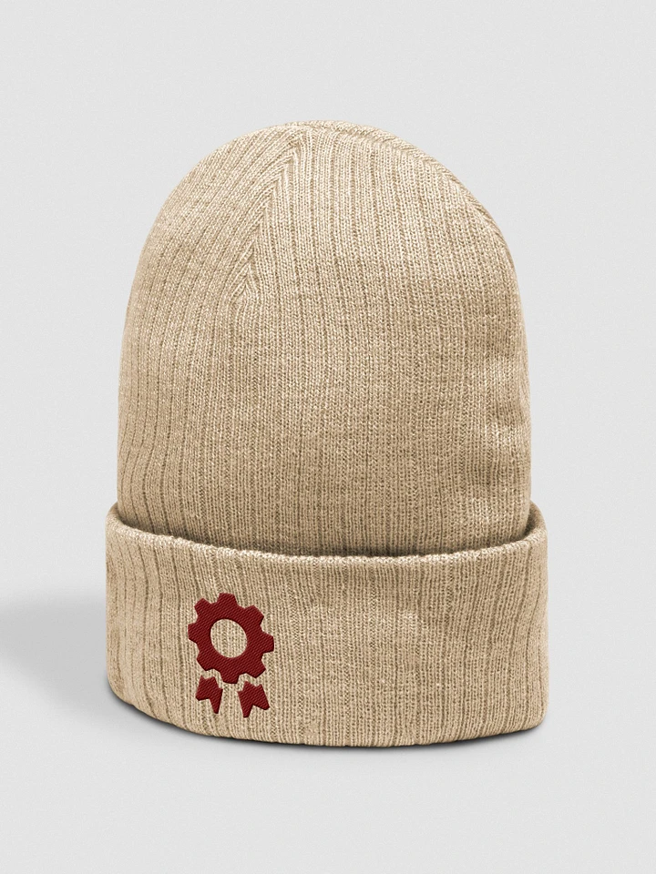 Ribbed Knit Gear Ribbon Beanie (Maroon Cog) product image (7)