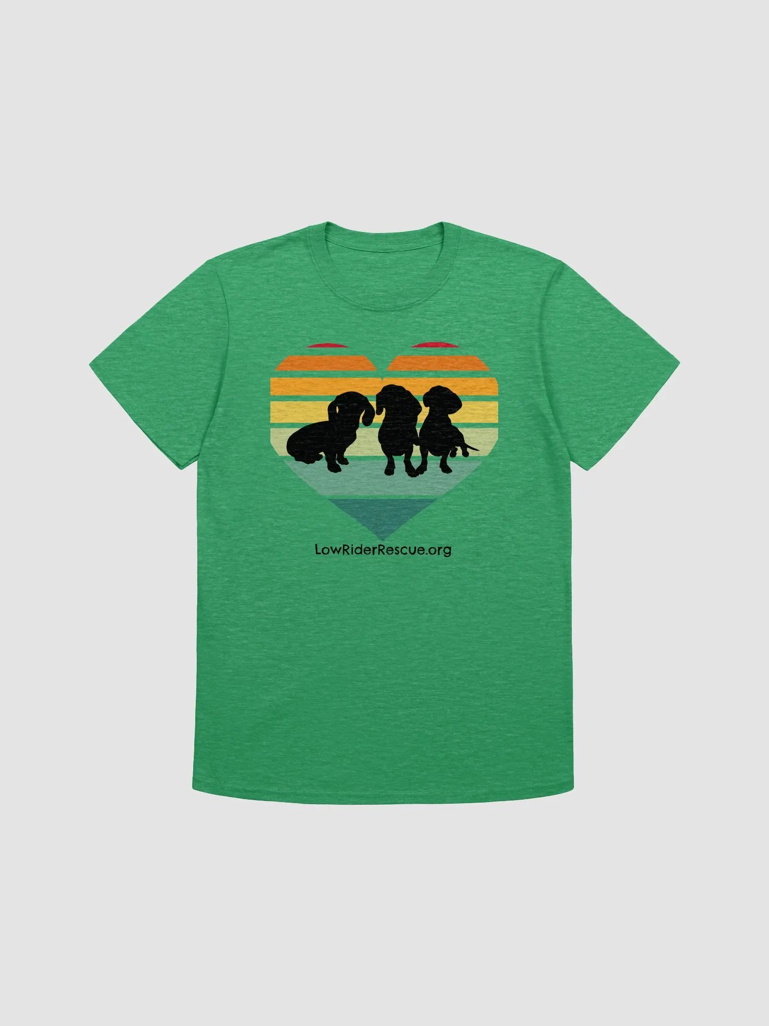 Triple Doxie LOVE - Sunset Heart Unisex Low Rider T-shirt product image (6)