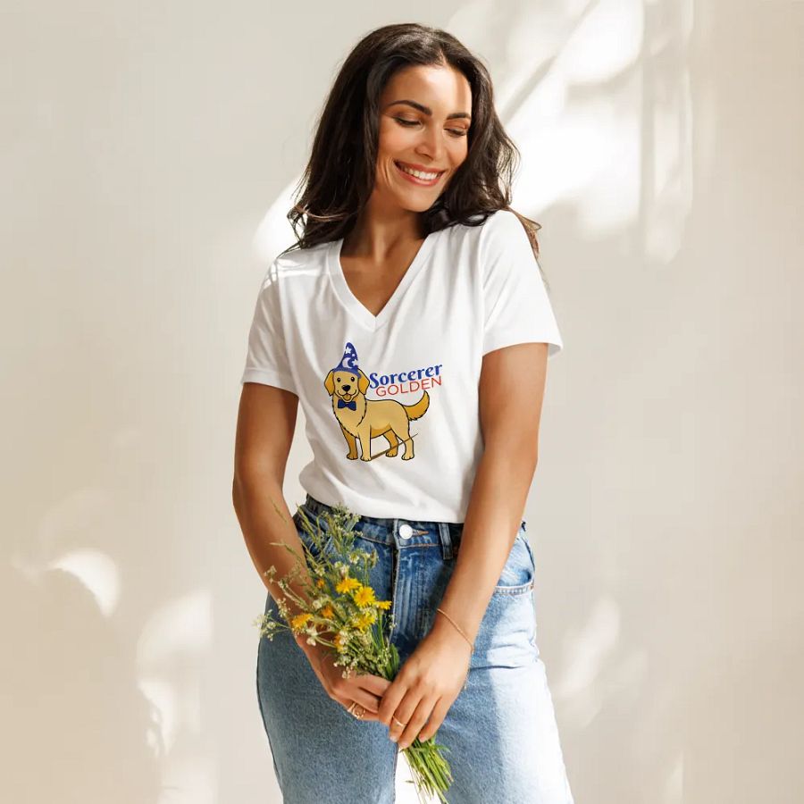 Sorcerer Golden V-Neck Tee – Magic Meets Man's Best Friend product image (11)