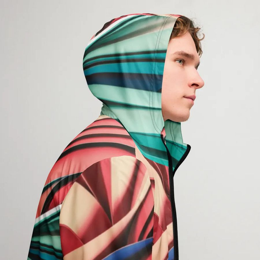 Abstract Geometric Unisex Windbreaker in Vibrant Colors (XS-3XL) product image (9)