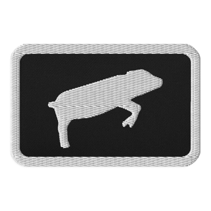 Leaping Pig Embroidered Patch (Rectangle + White on Black) product image (1)