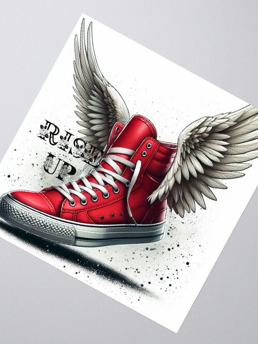 Rise Up | Christian Quote | Wings on Red Sneakers | Faith Sticker product image (2)
