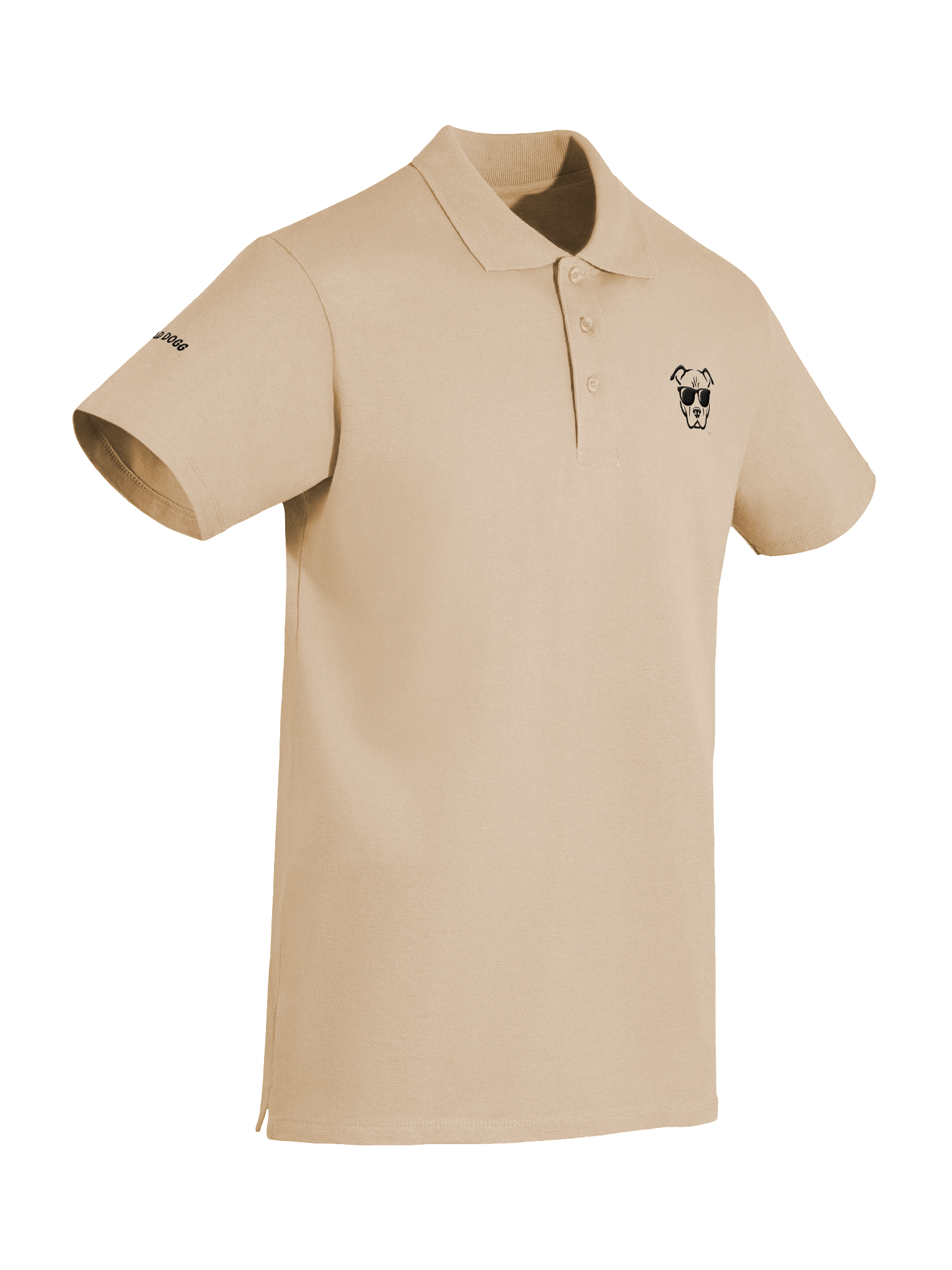 Embroidered Polo Shirt - Pocket and Sleeve - Black on Tan product image (6)
