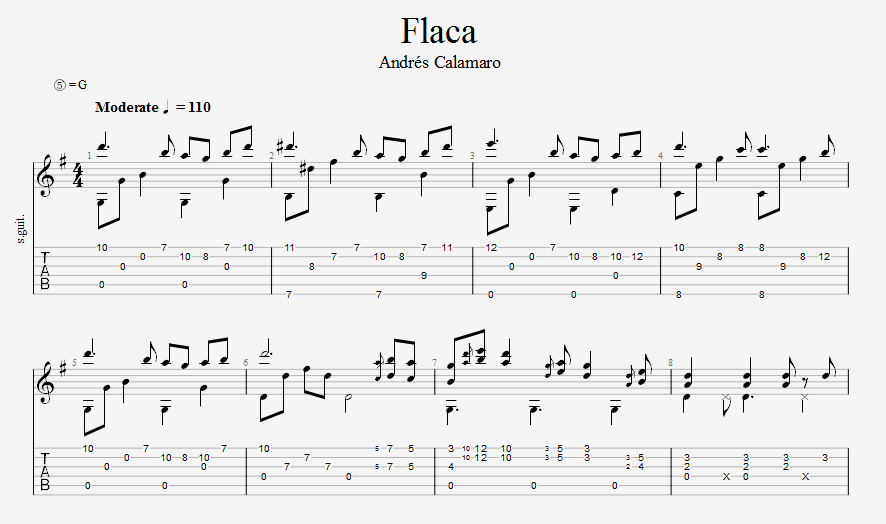 Flaca [Fingerstyle] Partitura + Tab product image (1)