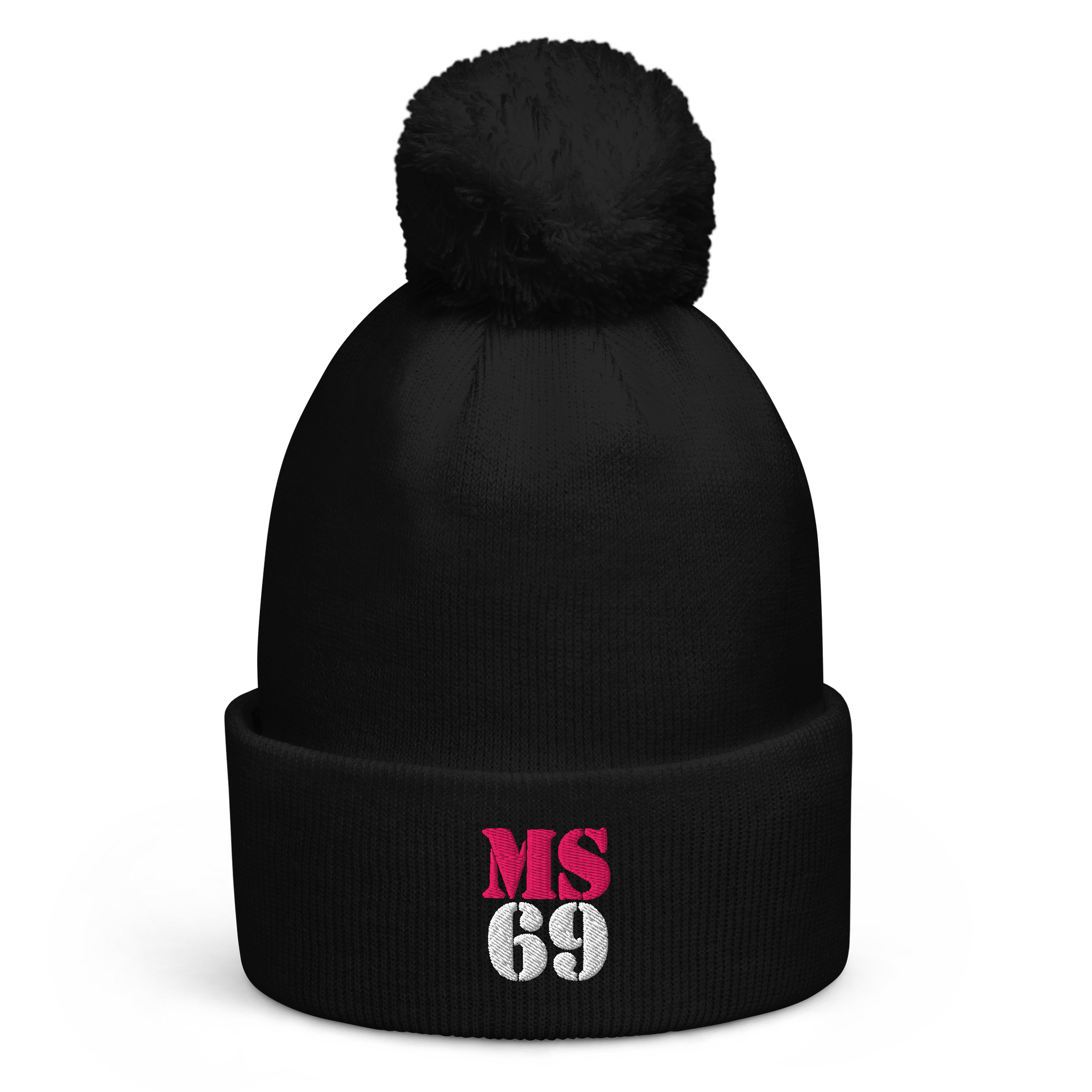 MS69 - Poof Beanie Pink/White product image (1)