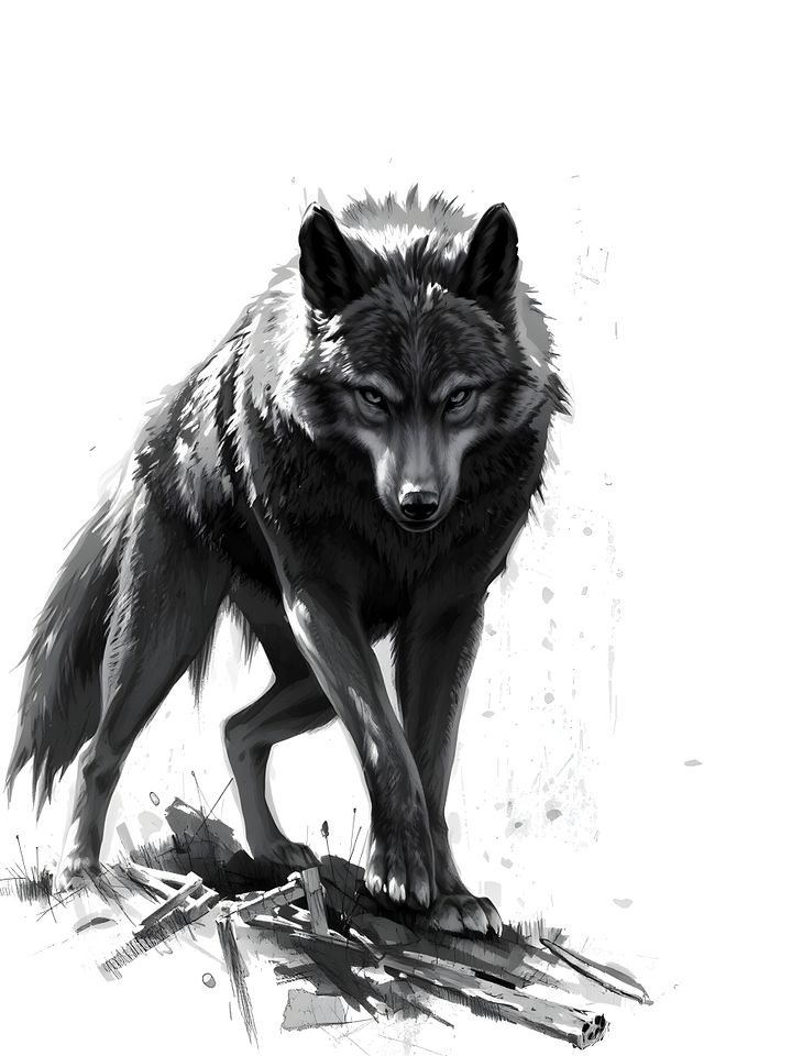 Black Wolf Prowling - Contrast Wildlife Art Print product image (1)