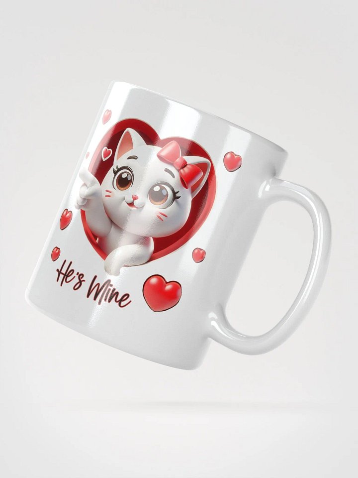 Cute Cat Heart Mug Purrfect Love "He's Mine!" product image (4)
