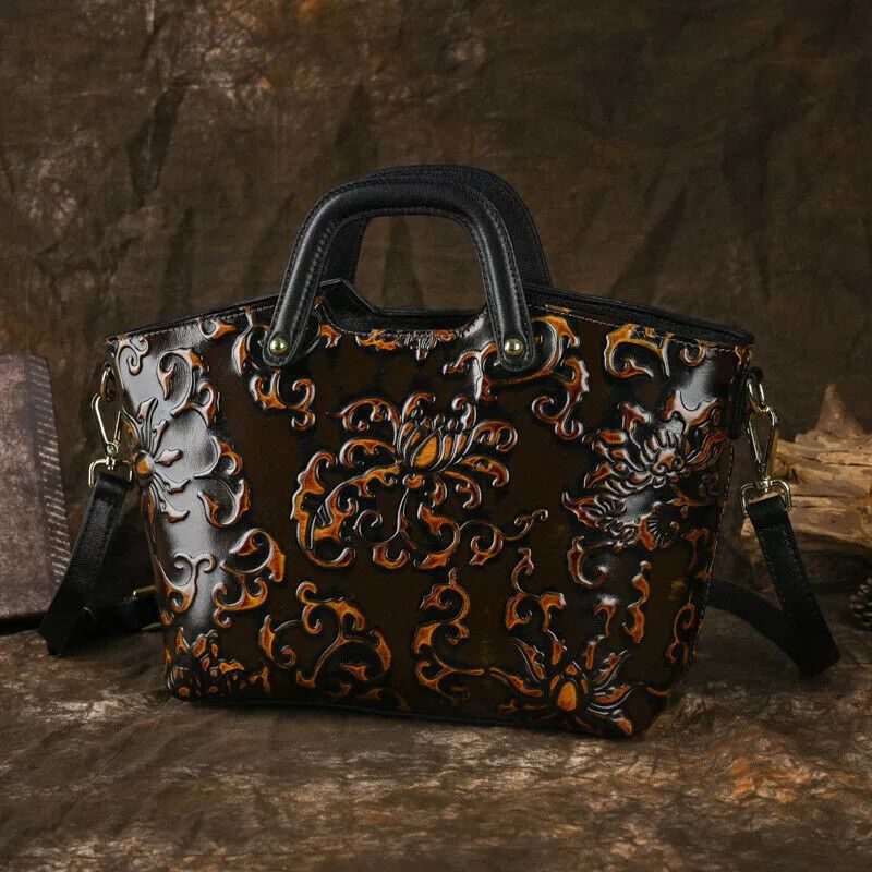 Women Genuine Leather Shoulder Bag Handbag Purse Crossbody Embossed Tote Travel product image (4)