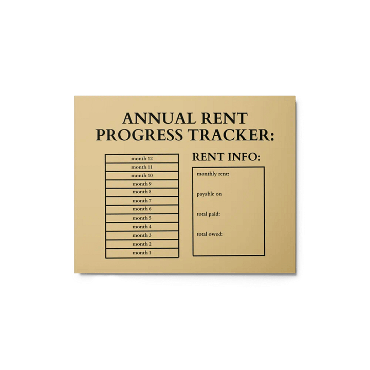 HIGHFALUTIN ANNUAL RENT TRACKER (black design 7) product image (1)