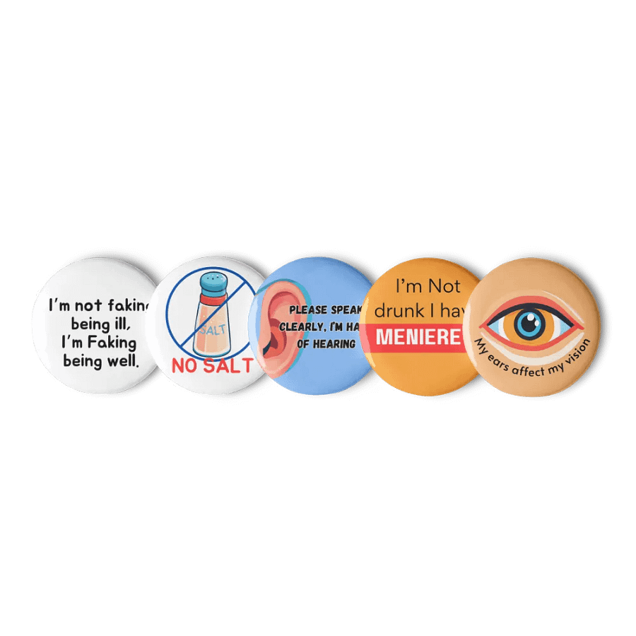 Meniere's set of pin badge buttons product image (1)