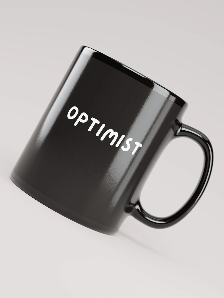 “OPTIMIST” Upbeat Black Glossy Mug product image (3)