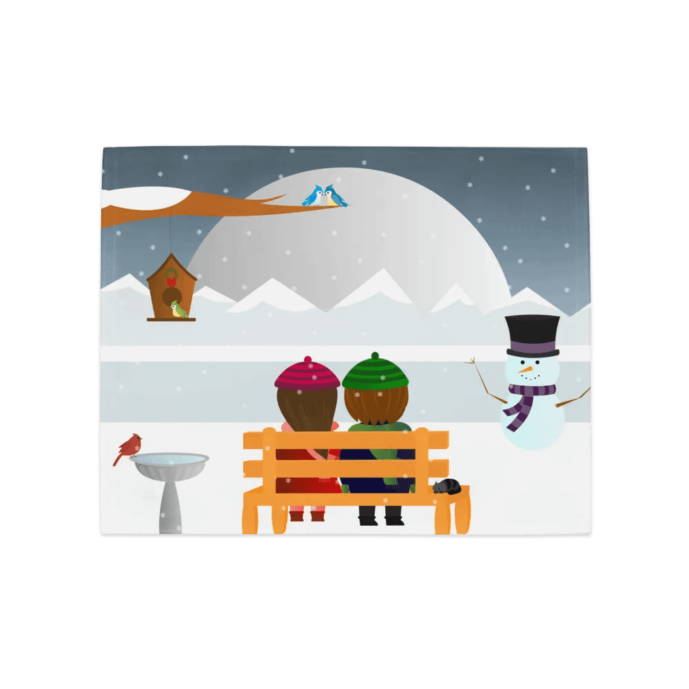 Set of 4 Placemats - Cute couple at the lake at Christmas product image (1)