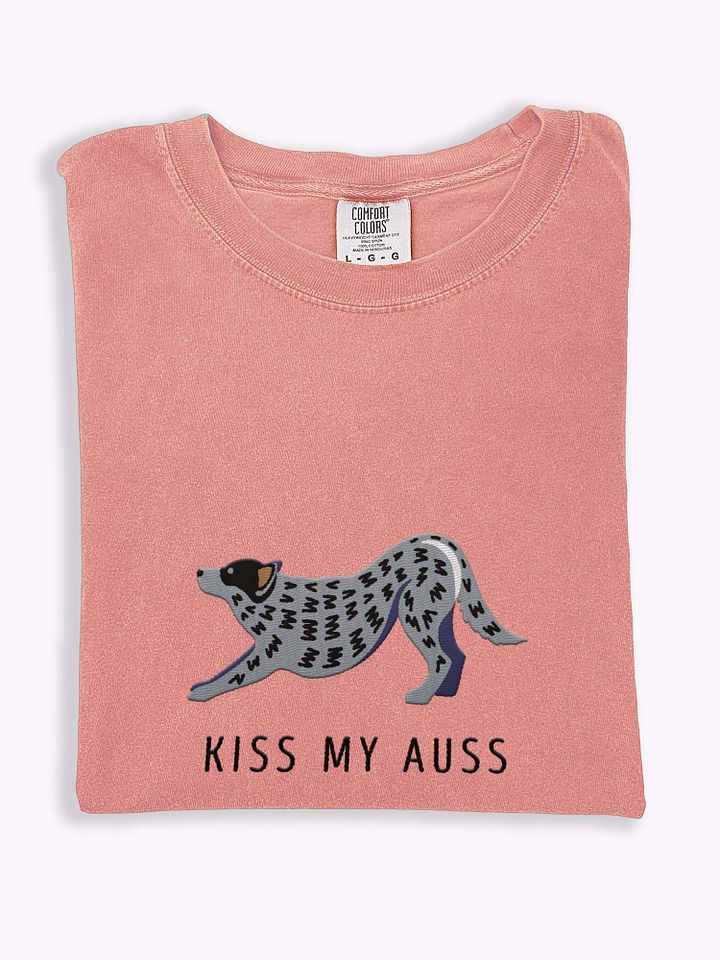 Kiss My Auss T-Shirt(Embroidered) of an Australian Cattle Dog(Blue Heeler 2) product image (1)