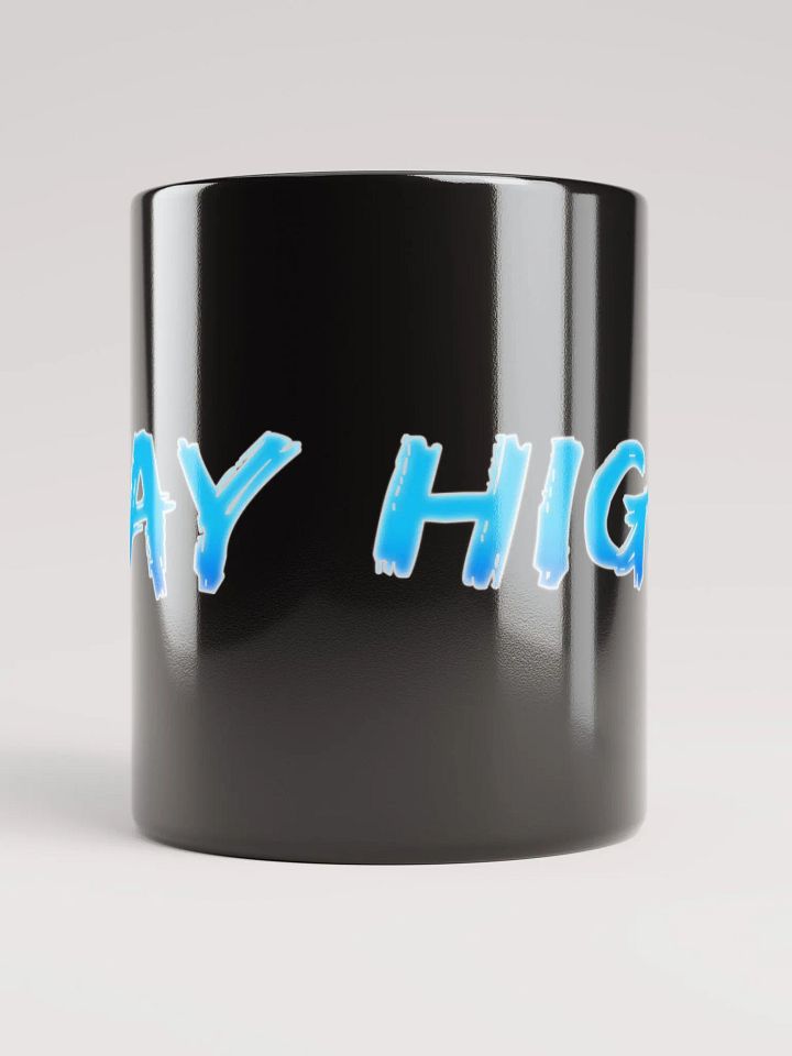 Black Glossy Stay High Mug (Blue Text) product image (2)