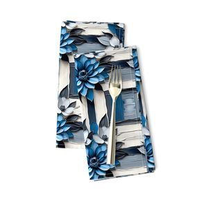 Seamless Pattern - Painted Floral Tile Pattern 4 in Shades of Blue and White product image (10)