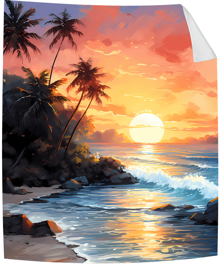 Beach Sunset Island Palm Trees Scenic Throw Blanket product image (1)