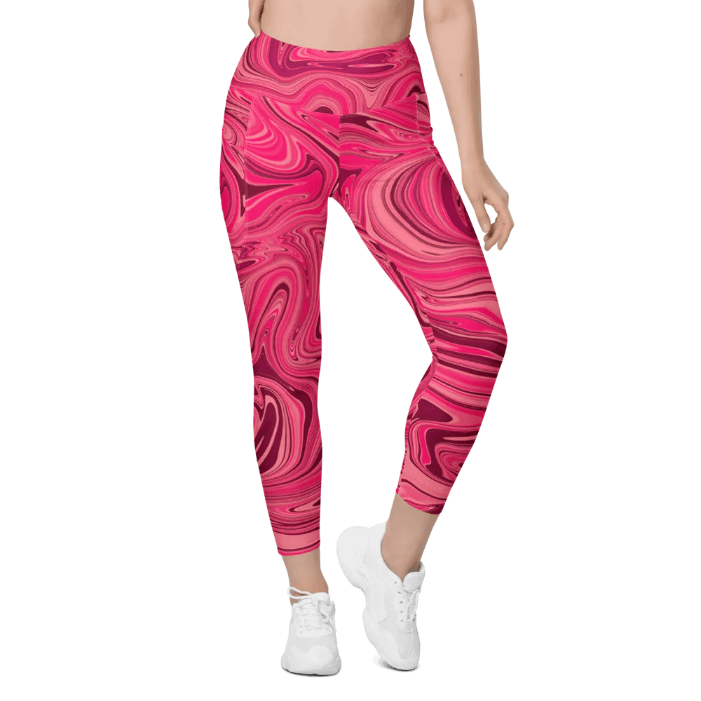 Leggings with Pockets - Shades of Magenta Pink Digital Fluid Art product image (7)