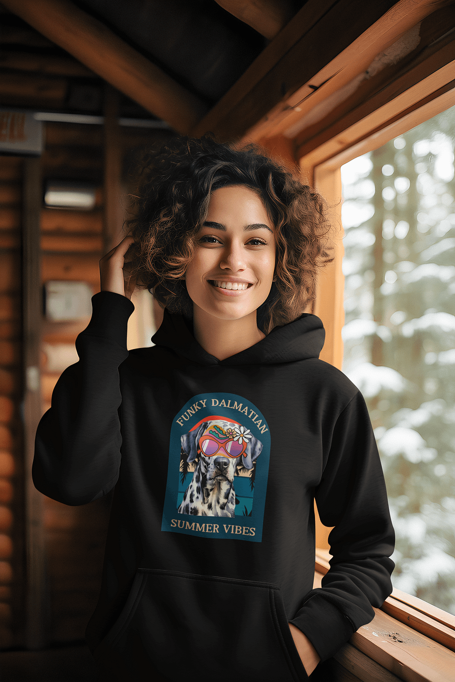 Funky Dalmatian Summer Vibes Premium Pullover Hoodie by Lane Seven product image (2)