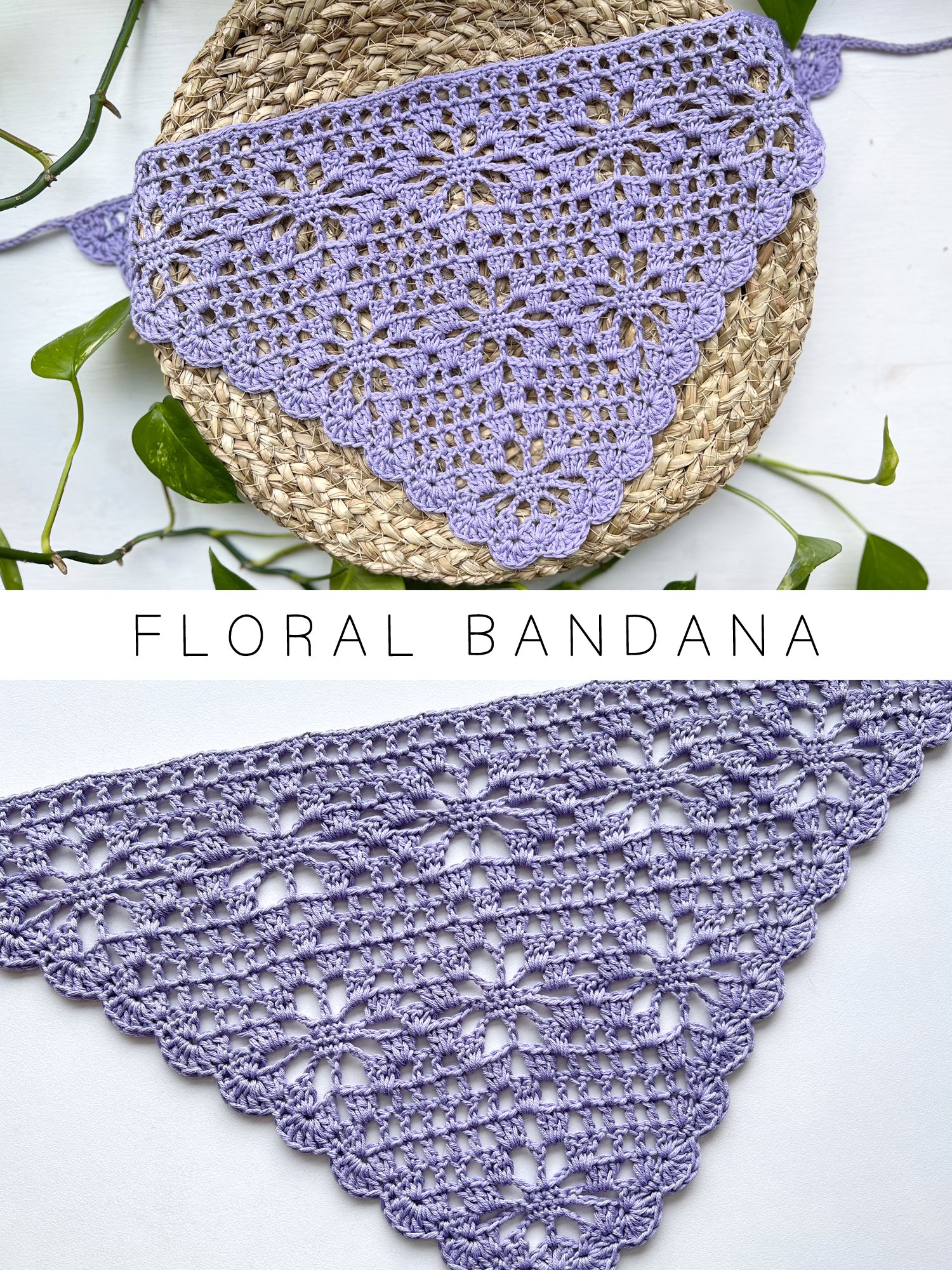 Crochet Pattern: Floral Diamond Mesh Bandana product image (1)