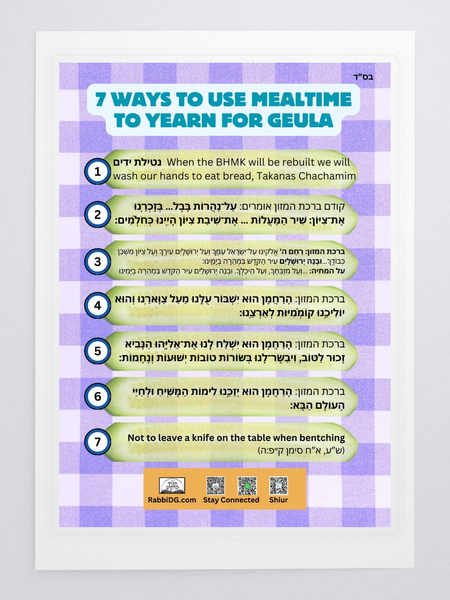 Sticker - 7 Ways to Yearn for Geulah During Mealtime product image (3)