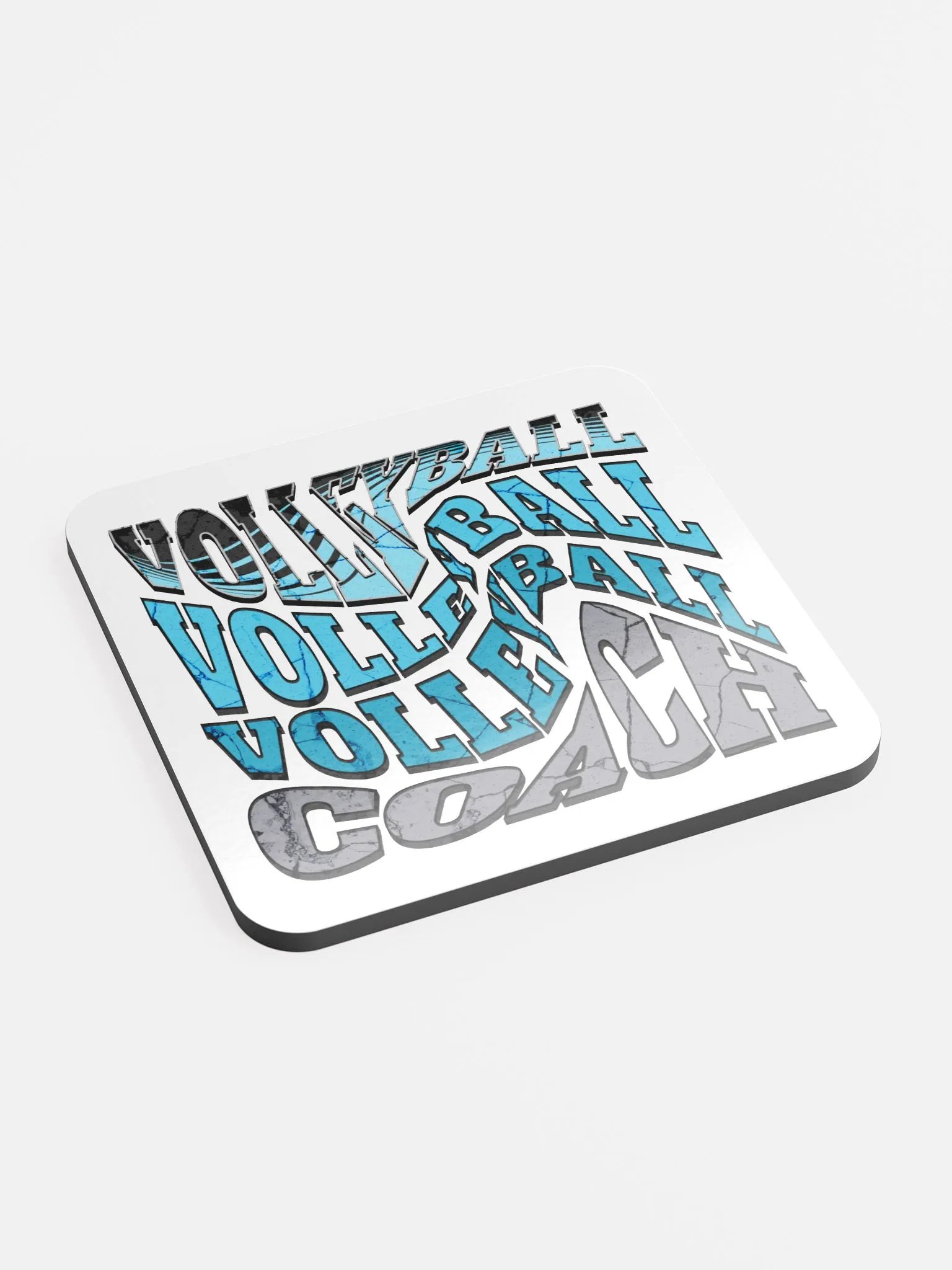 Mess Swirl Volleyball Coach Wavy Command Cork Coasters Set product image (3)
