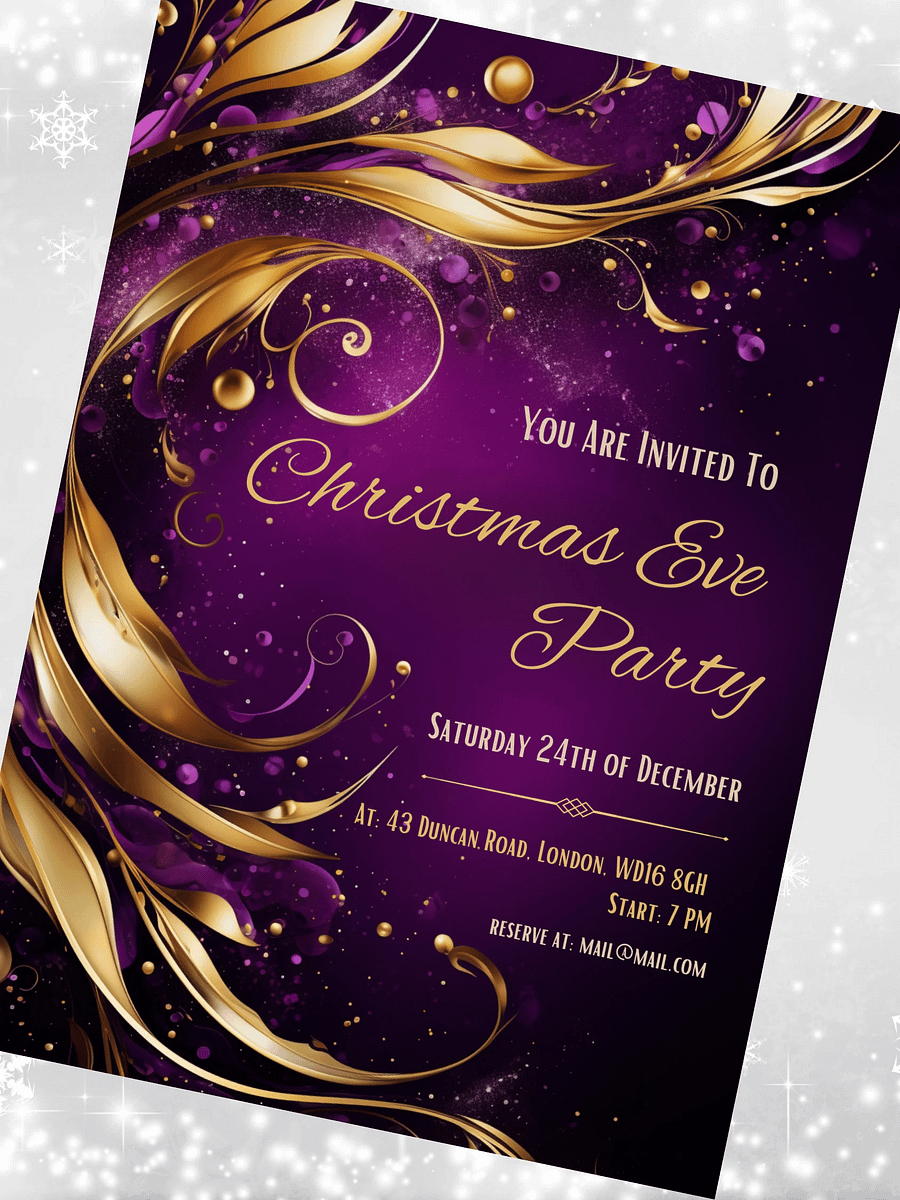 Christmas & New Year Purple and Gold Editable Party Invitation | Edit in Canva | Christmas Party Printable | Holiday Invitation | Canva Link product image (4)