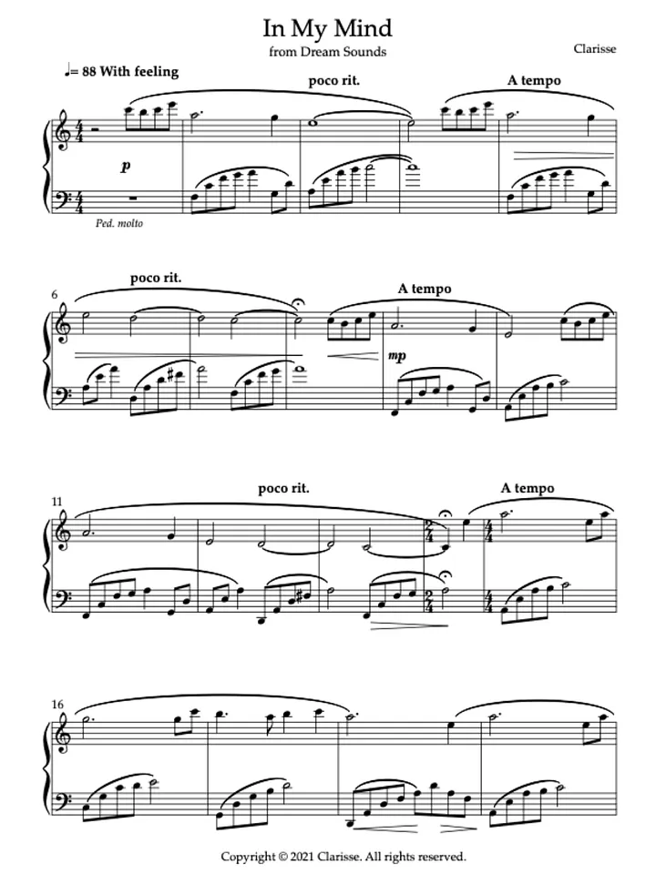 In My Mind - Sheet Music product image (1)