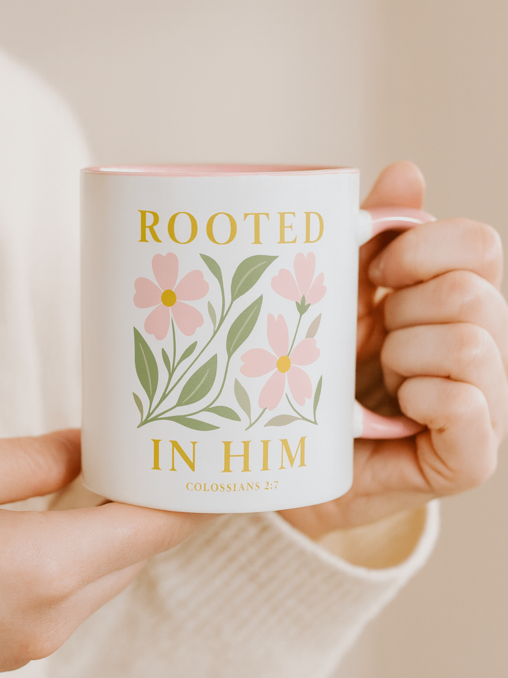 Elegant Floral Christian Mug for Women Inspired by Colossians 2:7 product image (7)