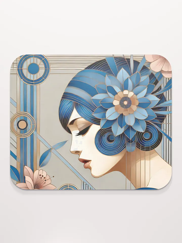 Art Deco Blue Floral Mouse Pad product image (2)