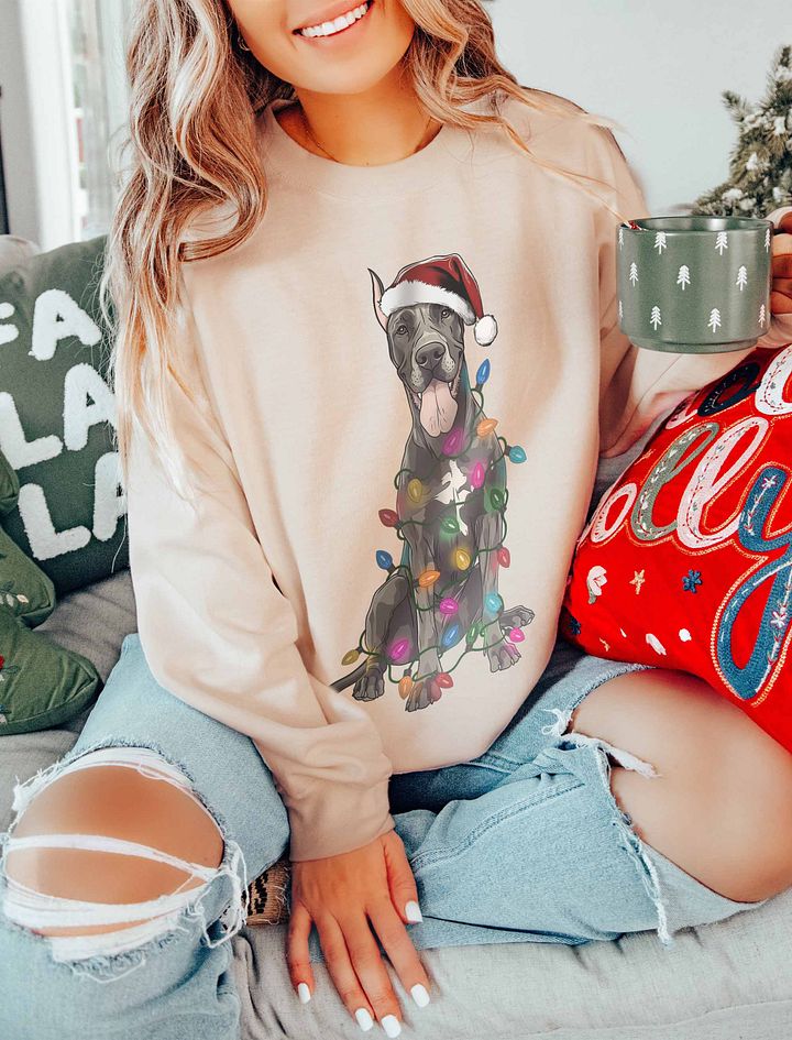 Funny Great Dane(Gray, Cropped Ears) Christmas Sweatshirt product image (20)