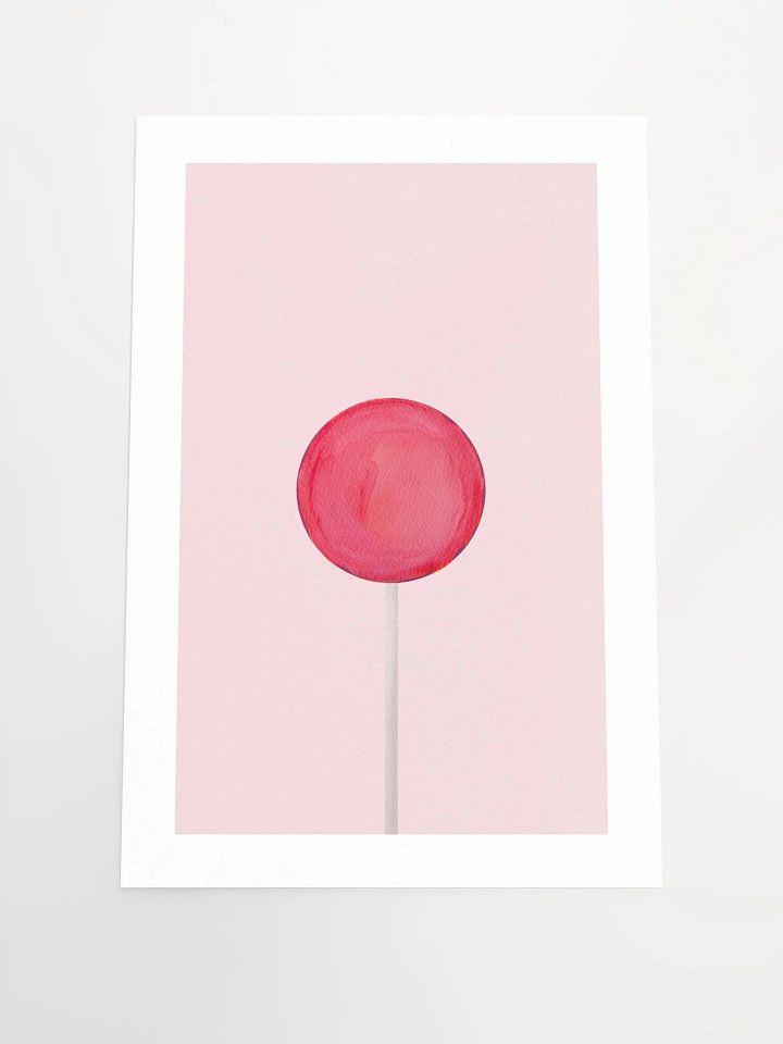 Minimalist Crimson Lollipop on Soft Pink Background Wall Art product image (2)